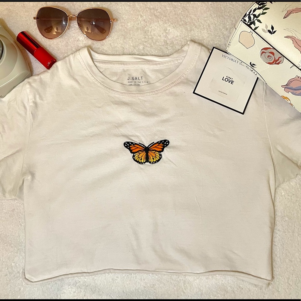 Brandy Melville Monarch Butterfly Cropped Tee